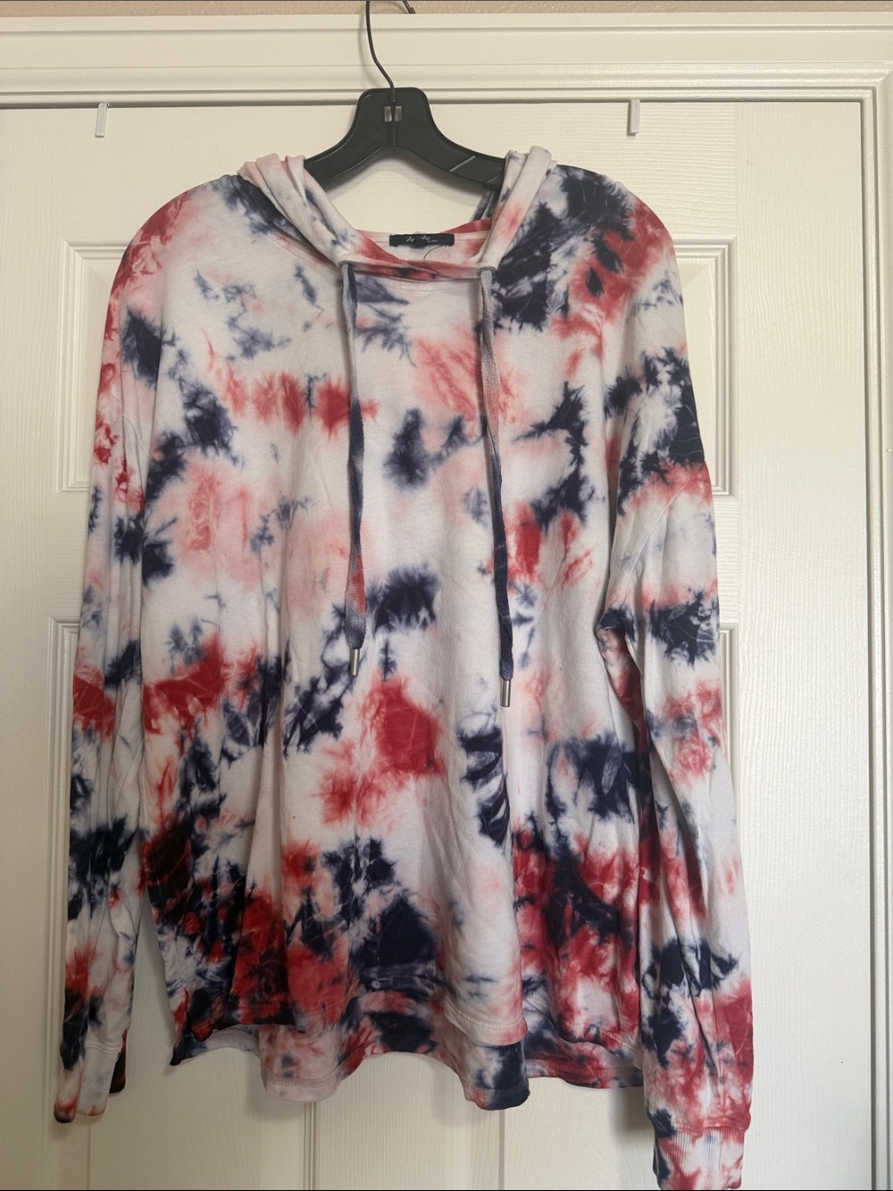 Angels Tie-Dye Crewneck Sweater - Red & Navy on White
